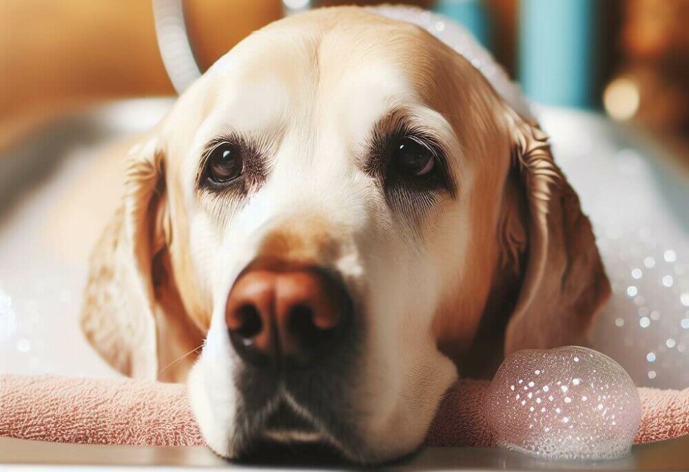 Senior Dog Having A Bath - Golden Years Paws