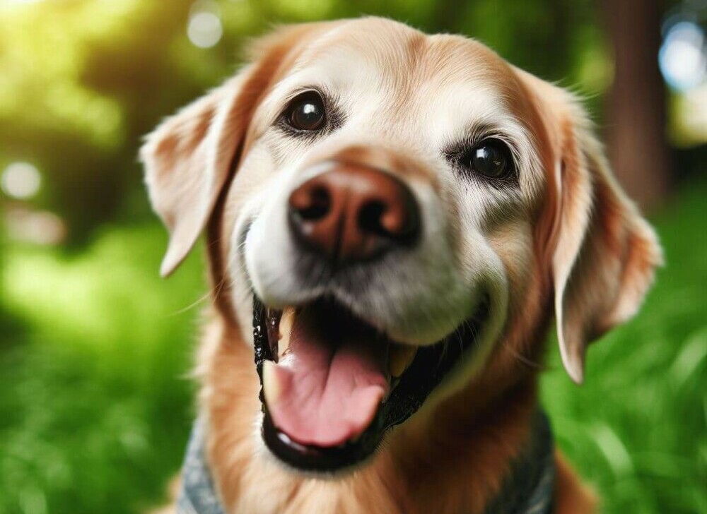 Senior Dog Smiling - Golden Years Paws