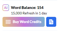 Used all the word credits, refresh tomorrow