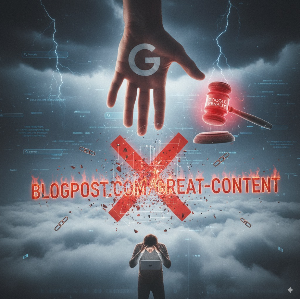 Fictitious hand of Google judging blog content 