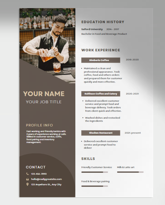 Examples Of Bartending Resumes