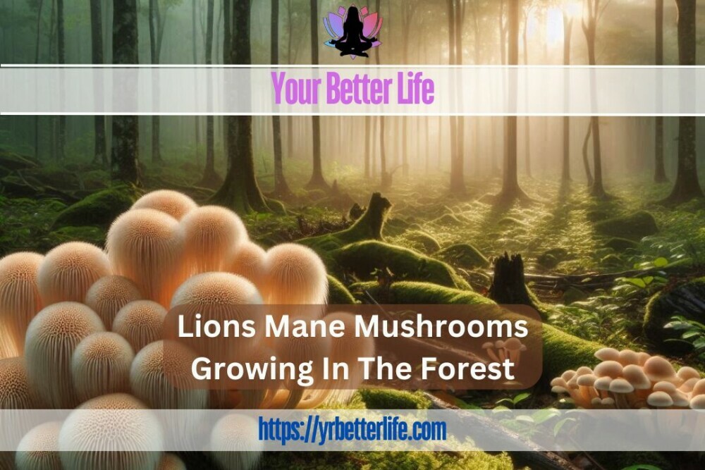 Lion's Mane Mushrooms Growing In The Forest