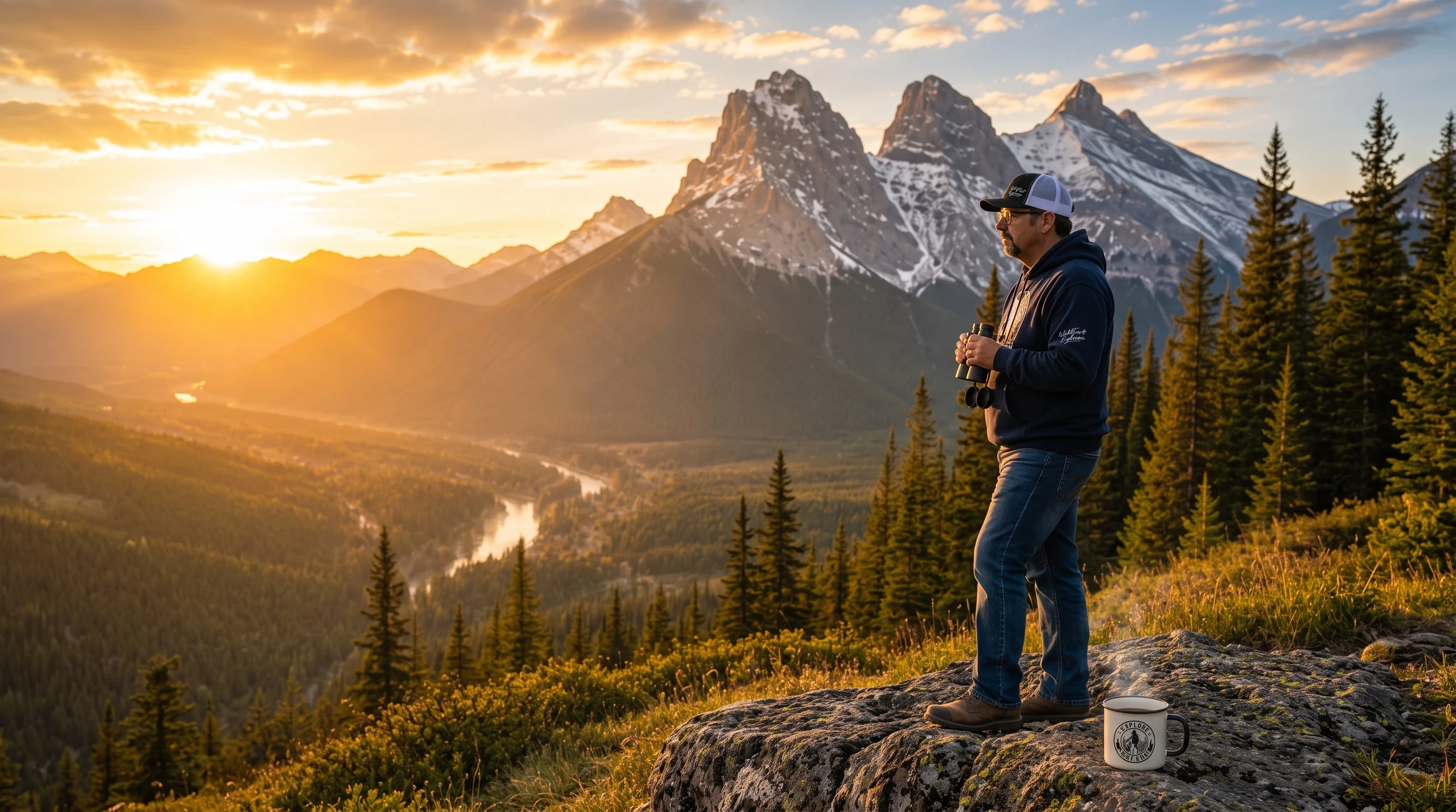 he majestic Three Sisters overlooking Canmore at sunrise, 