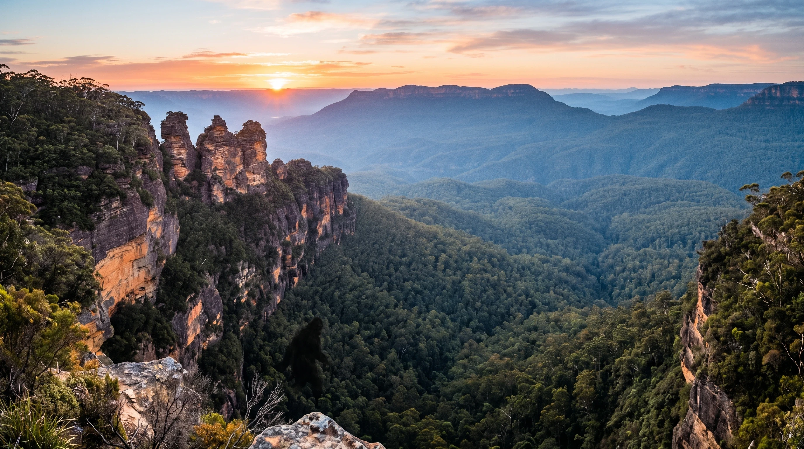 Australia's famous Three Sisters sandstone cliffs 