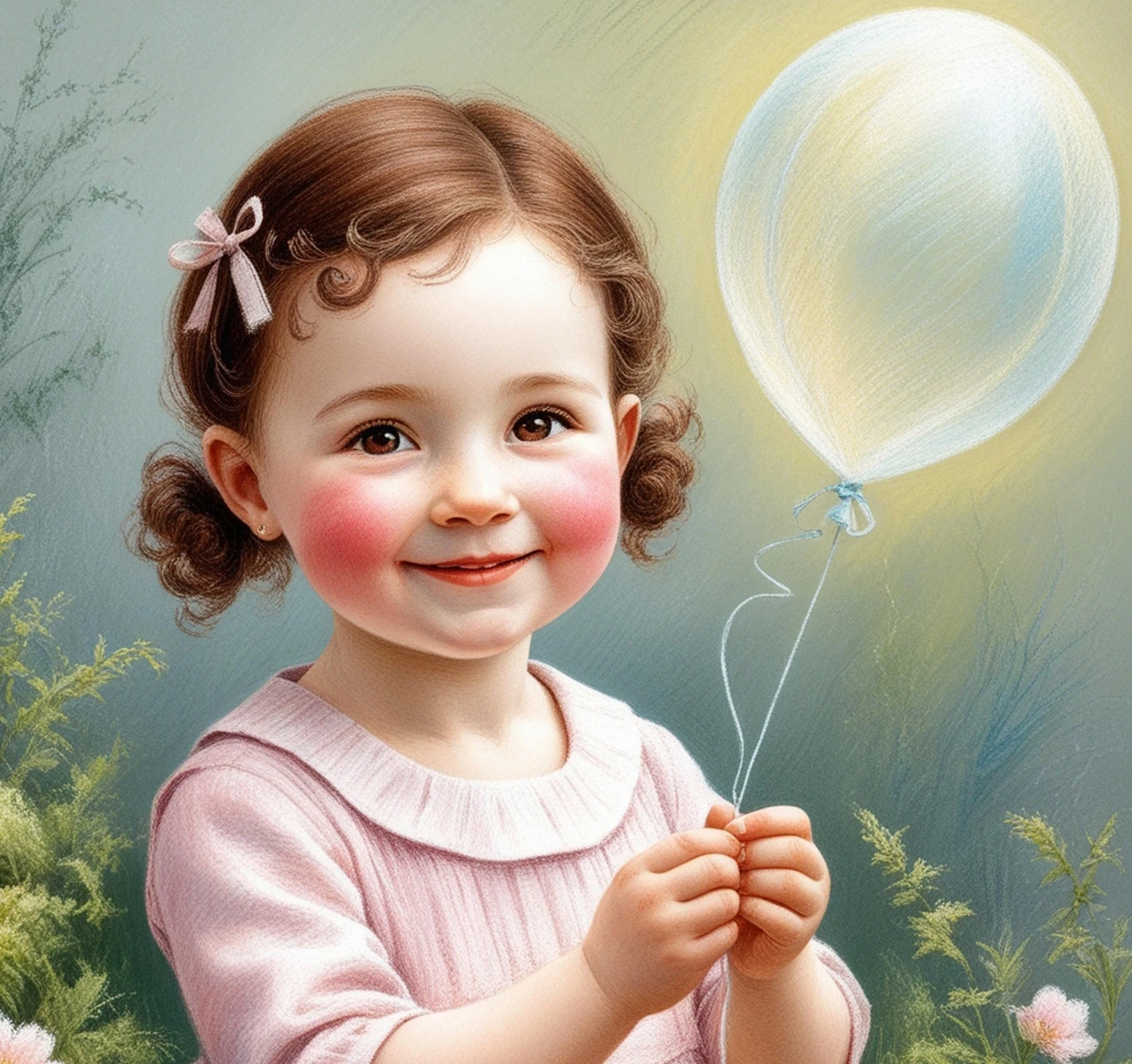 child sitting cross-legged doing balloon breathing