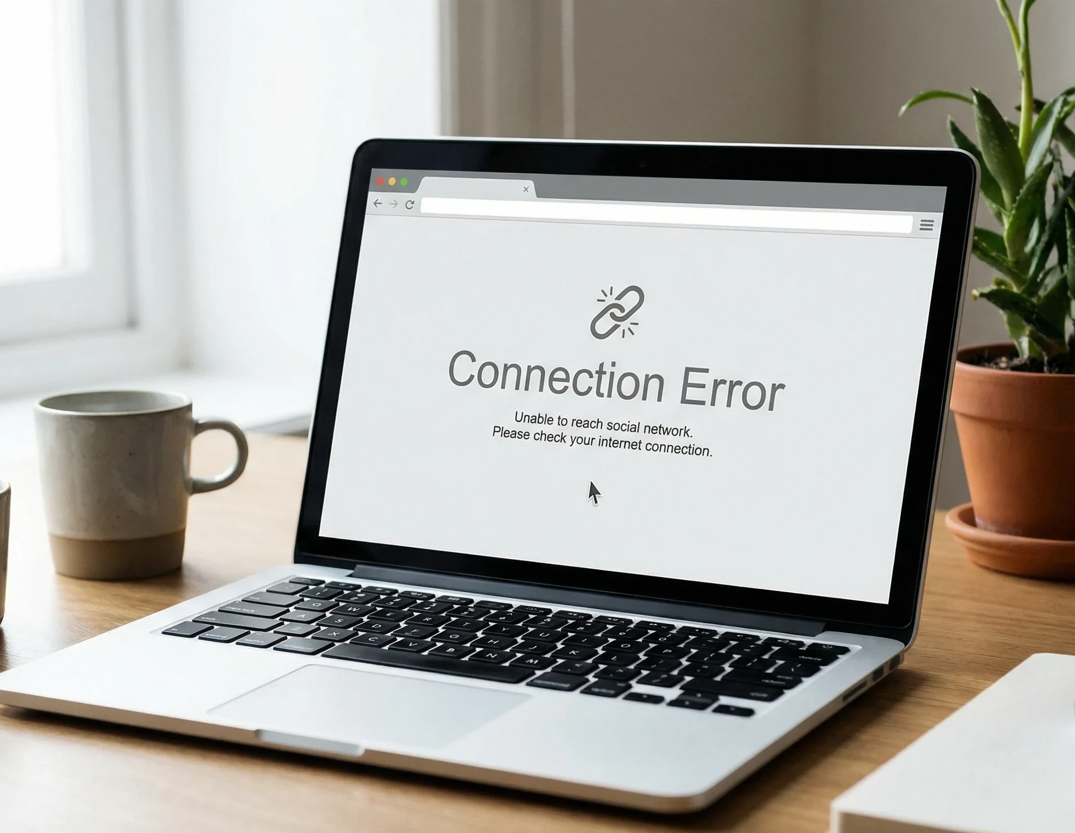 Error message shown after clicking a social media link on a website