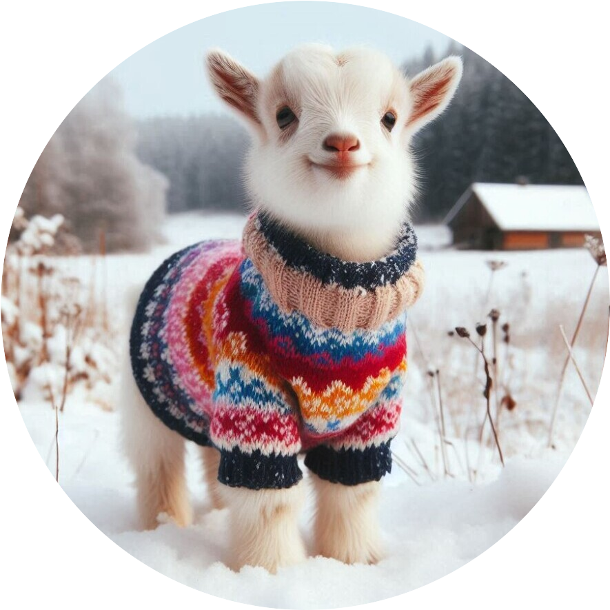 goat in a knitted sweater