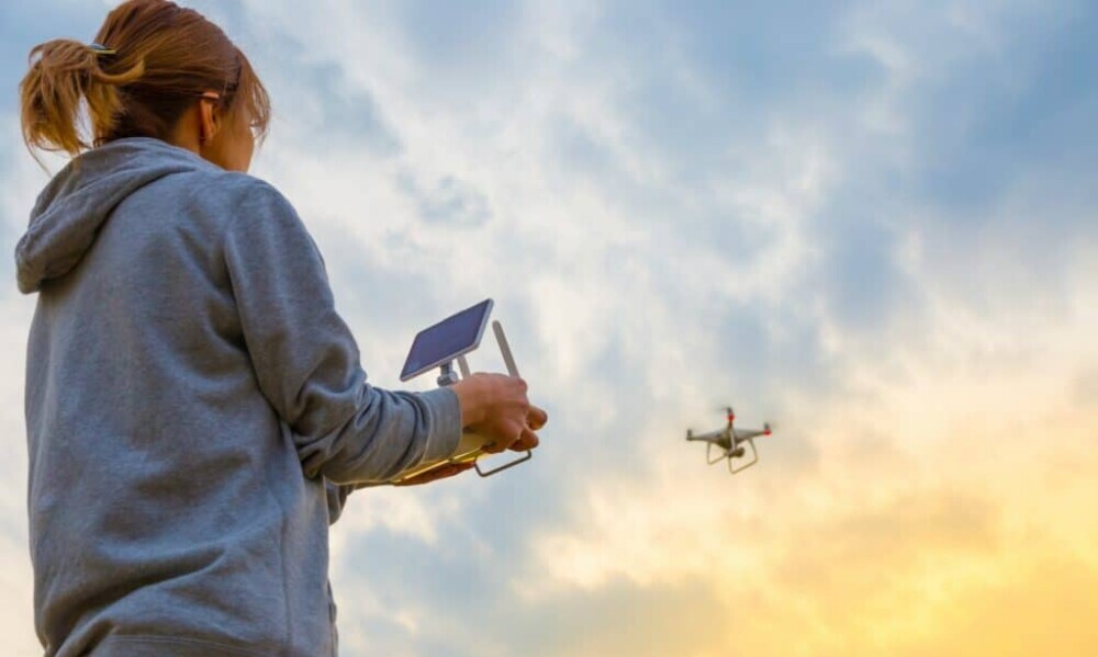 Drone user flying their drone