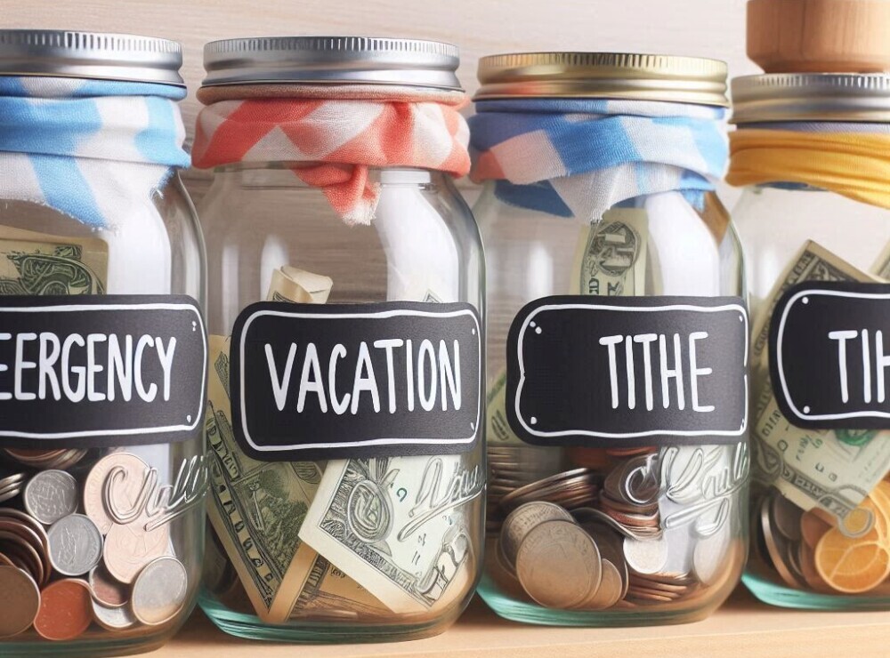 mason jars for saving money for vacation and emergencies