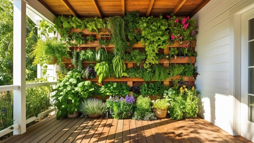 Vertical garden in a patio area 