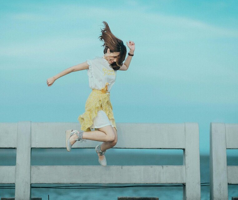 Woman jumping with excitement!