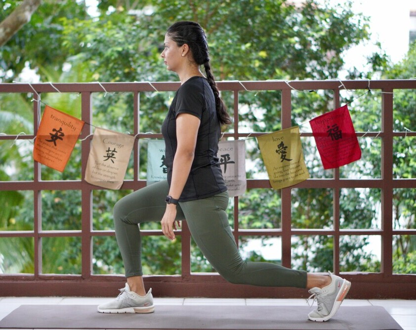 Body weight images like lunges are good for strength training