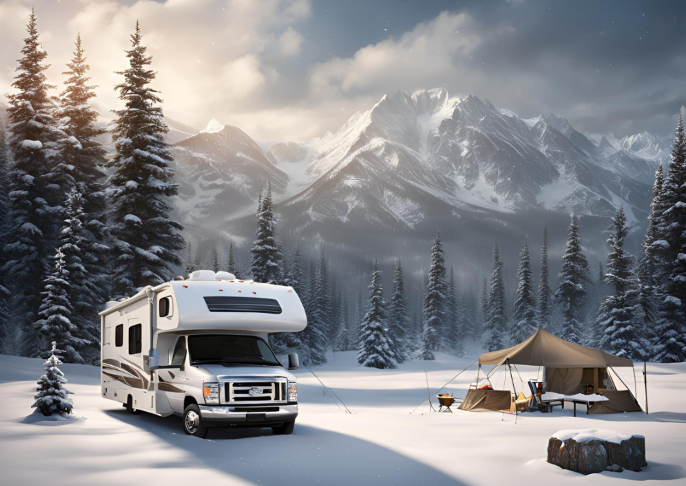 RV in snowy scene