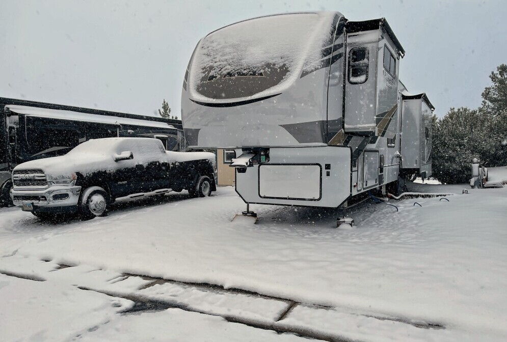 Snowy campsite