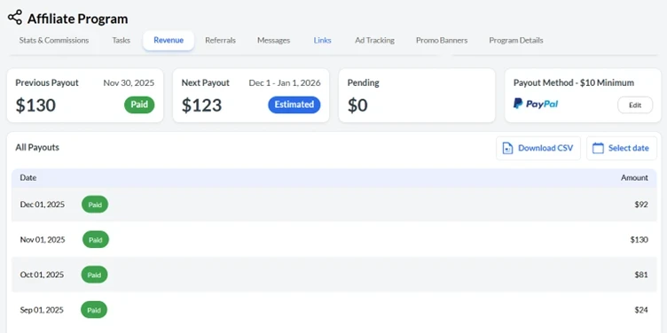1st Sept - 1st Dec 2025 stats