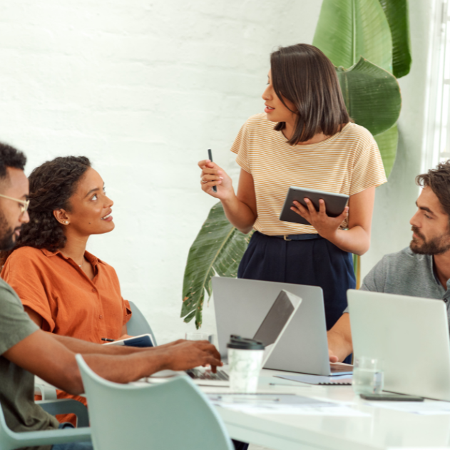 A meeting where tasks are shared.