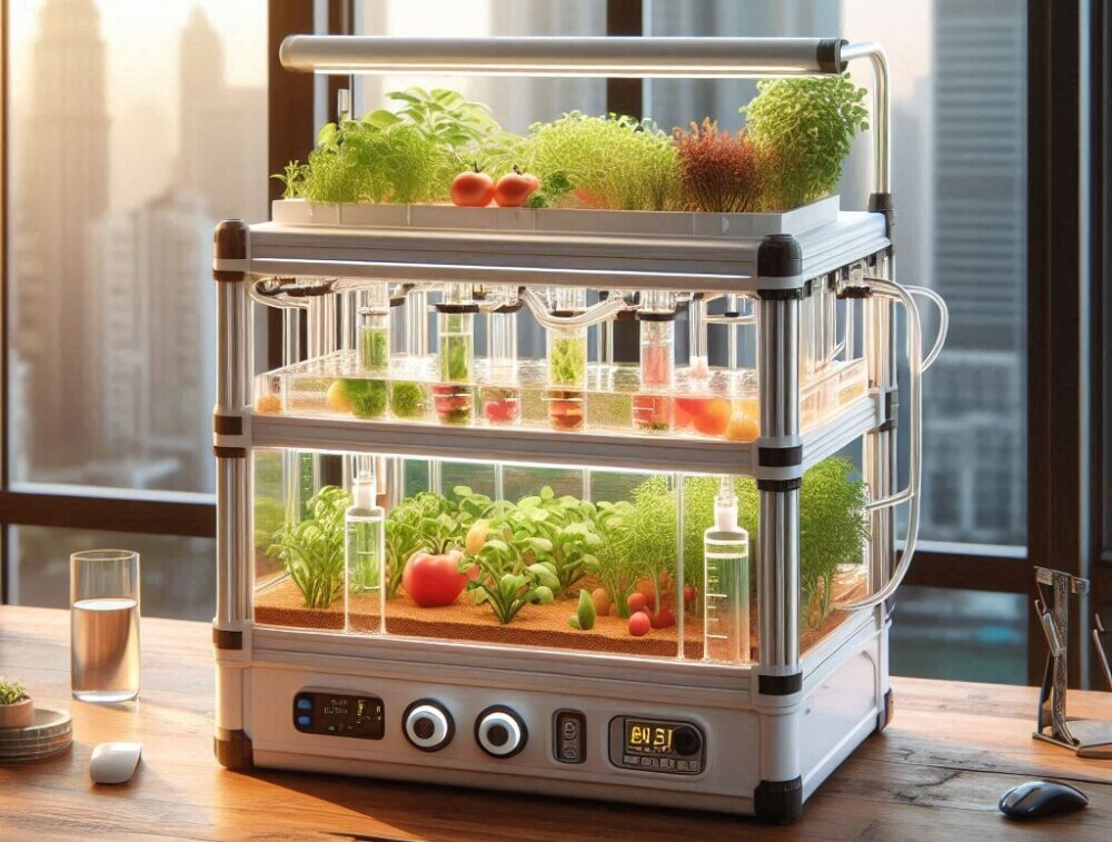 Aquaponic Ecosystem In A Compact Desktop Greenhouse Unit 2