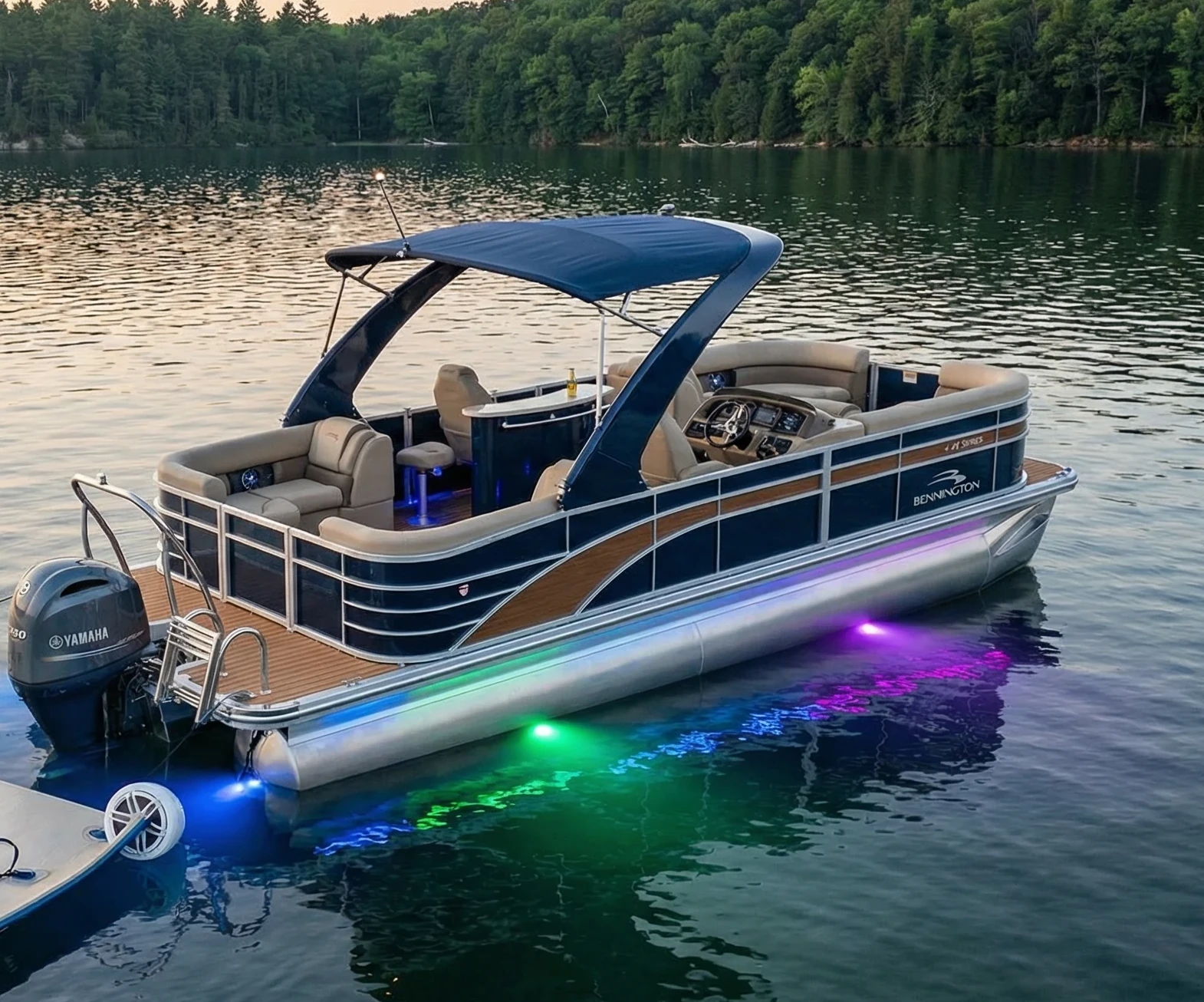 pontoon with LED lights
