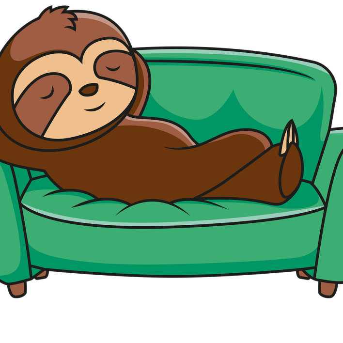 sloth relaxing on a couch