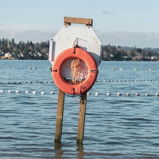 life preserver on a lake
