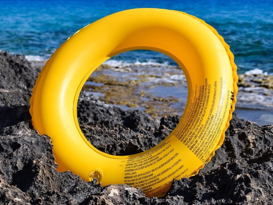 inner-tube on the shore