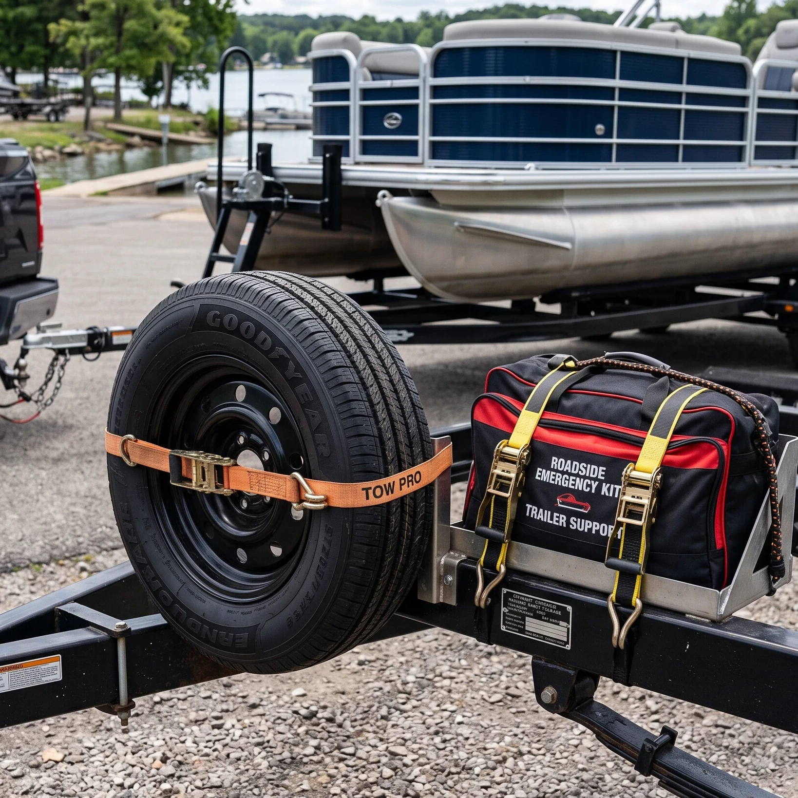 Goodyear Endurance ST radial tire on a pontoon boat trailer