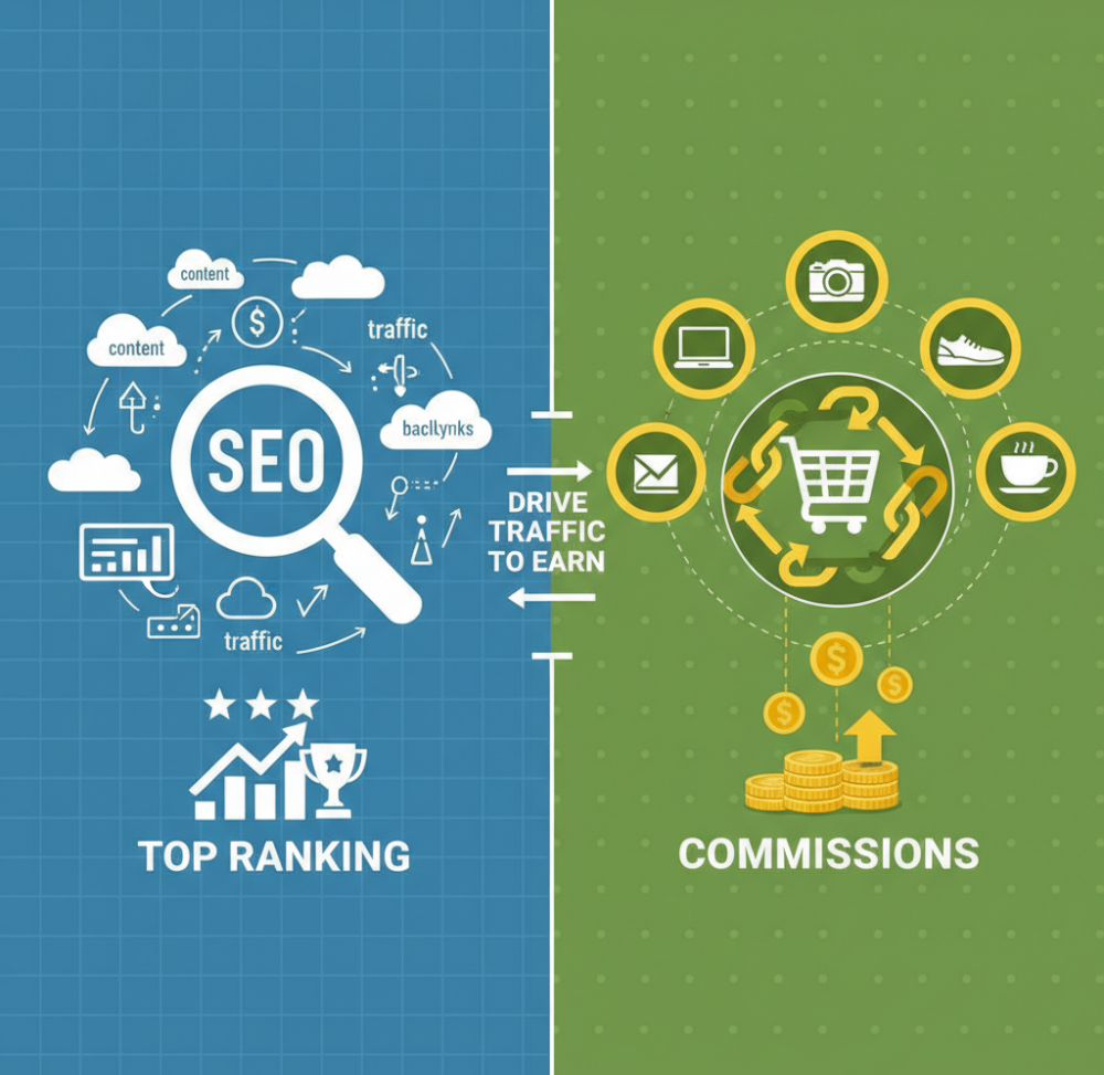 Google search results showing an affiliate marketing blog in the top position, illustrating the role of SEO in increasing traffic, visibility, and affiliate revenue.