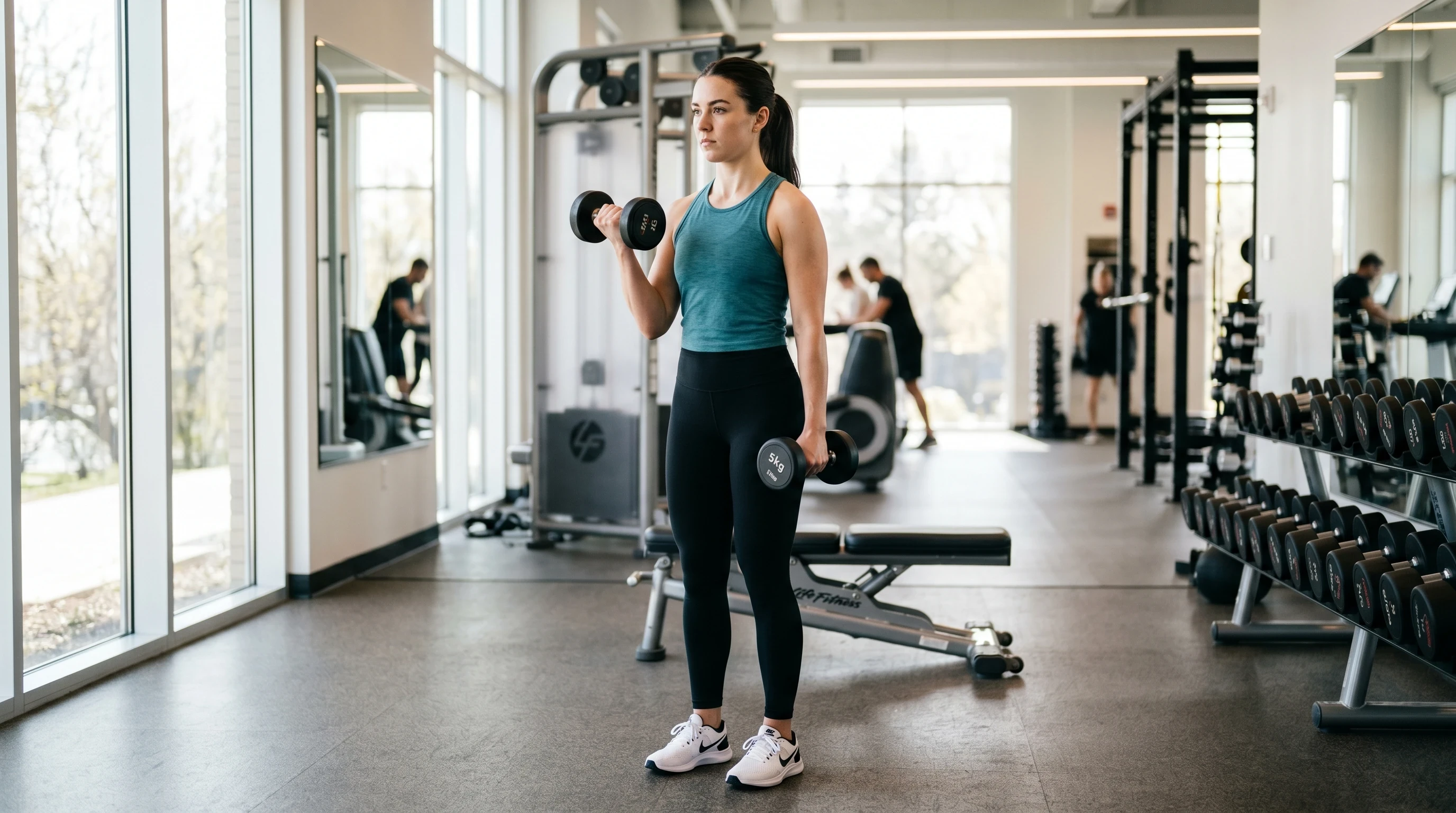 4 Day Workout Routine For Beginners in a modern gym setting