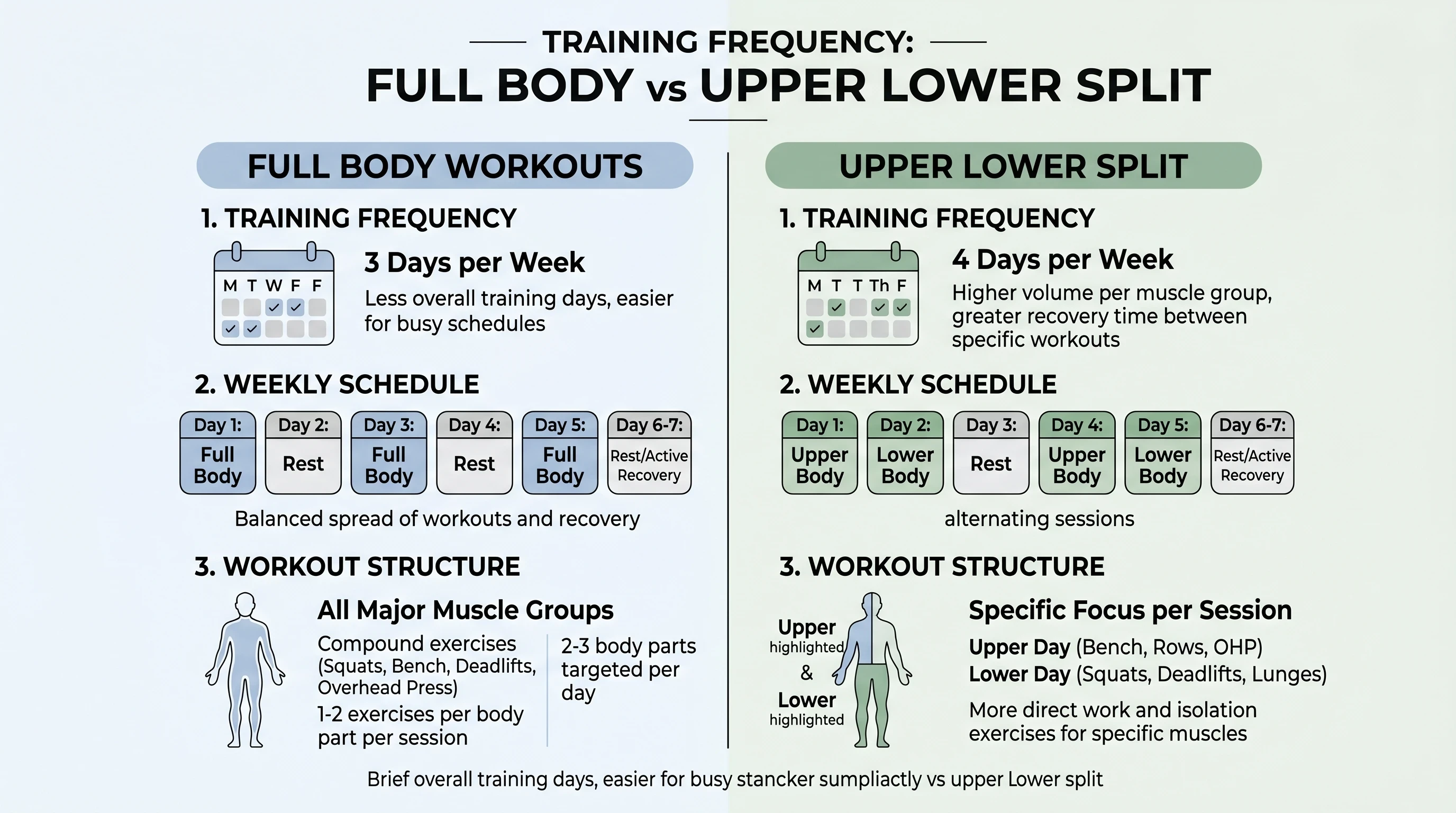 How to choose workout split for beginners comparing full body vs upper lower training