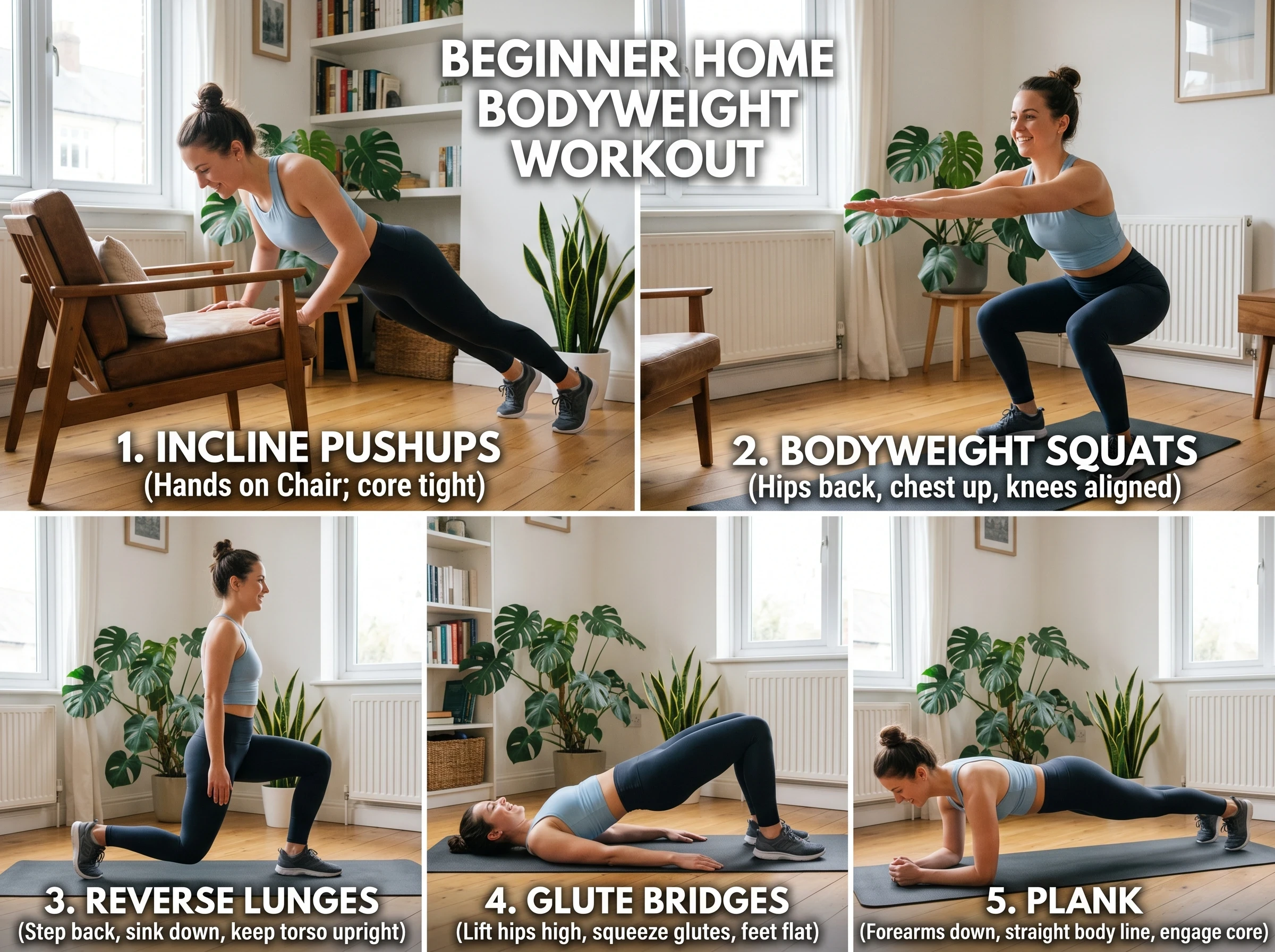 Beginner Bodyweight Workouts To Build Muscle with basic beginner exercises at home
