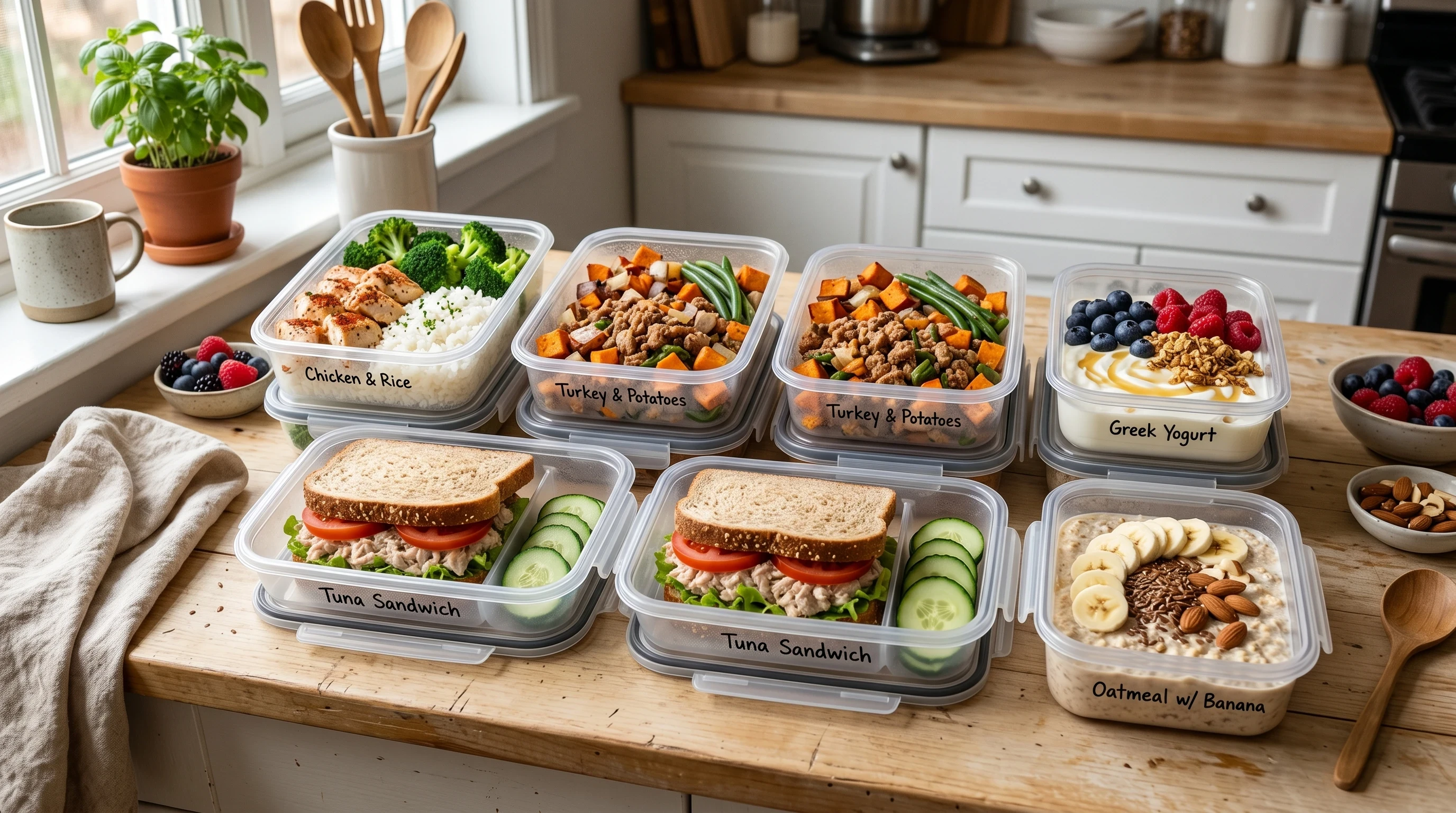 Cheap Bulk Meal Recipes For Beginners meal prep containers with affordable high-protein meals
