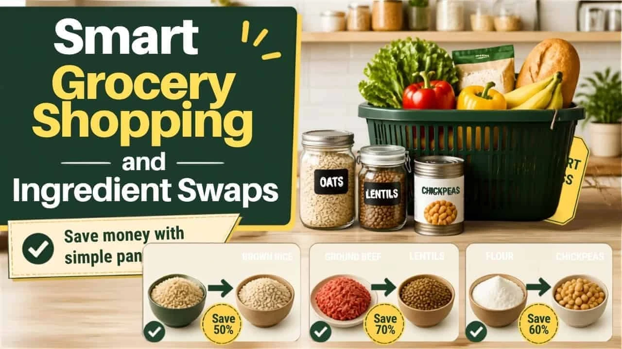 Smart grocery shopping tips with simple ingredient swaps to save money while planning healthy family meals.