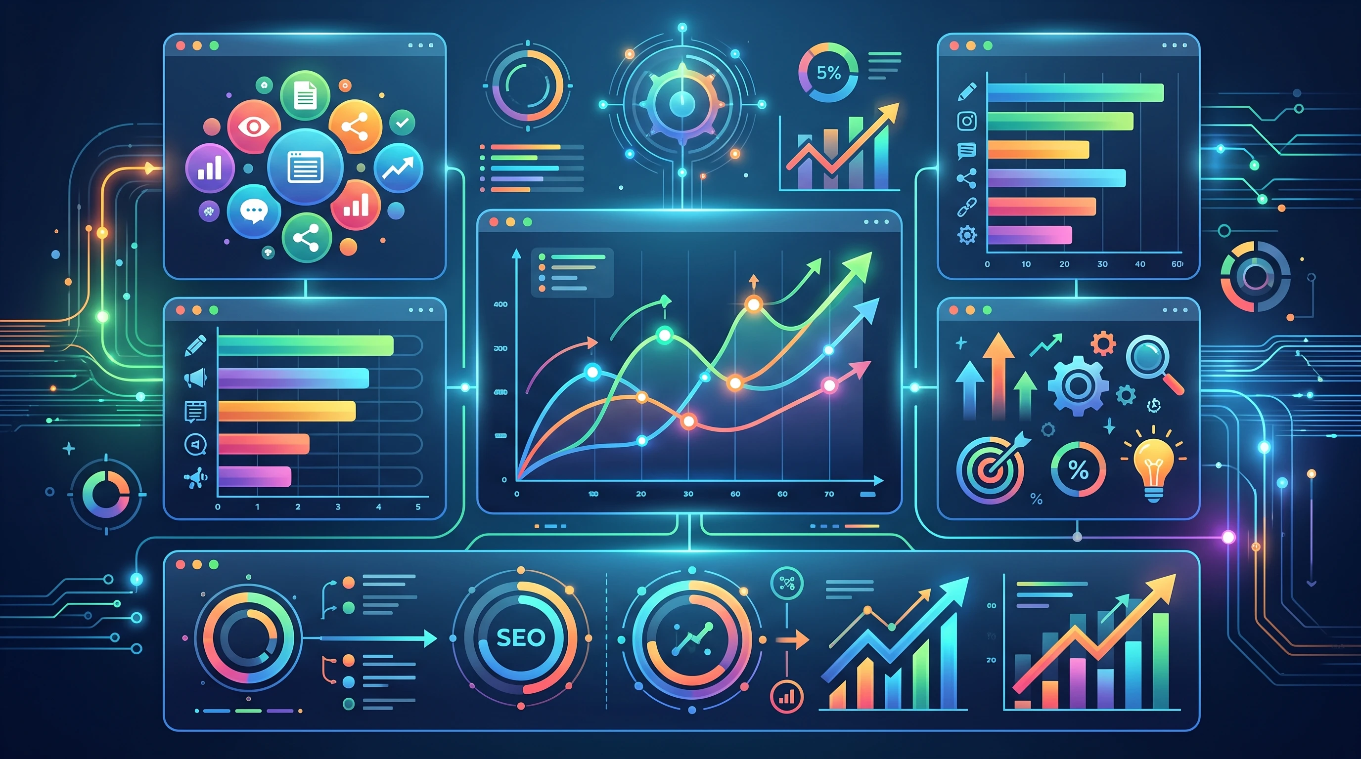 AI-powered dashboard showing blog improvements and insights