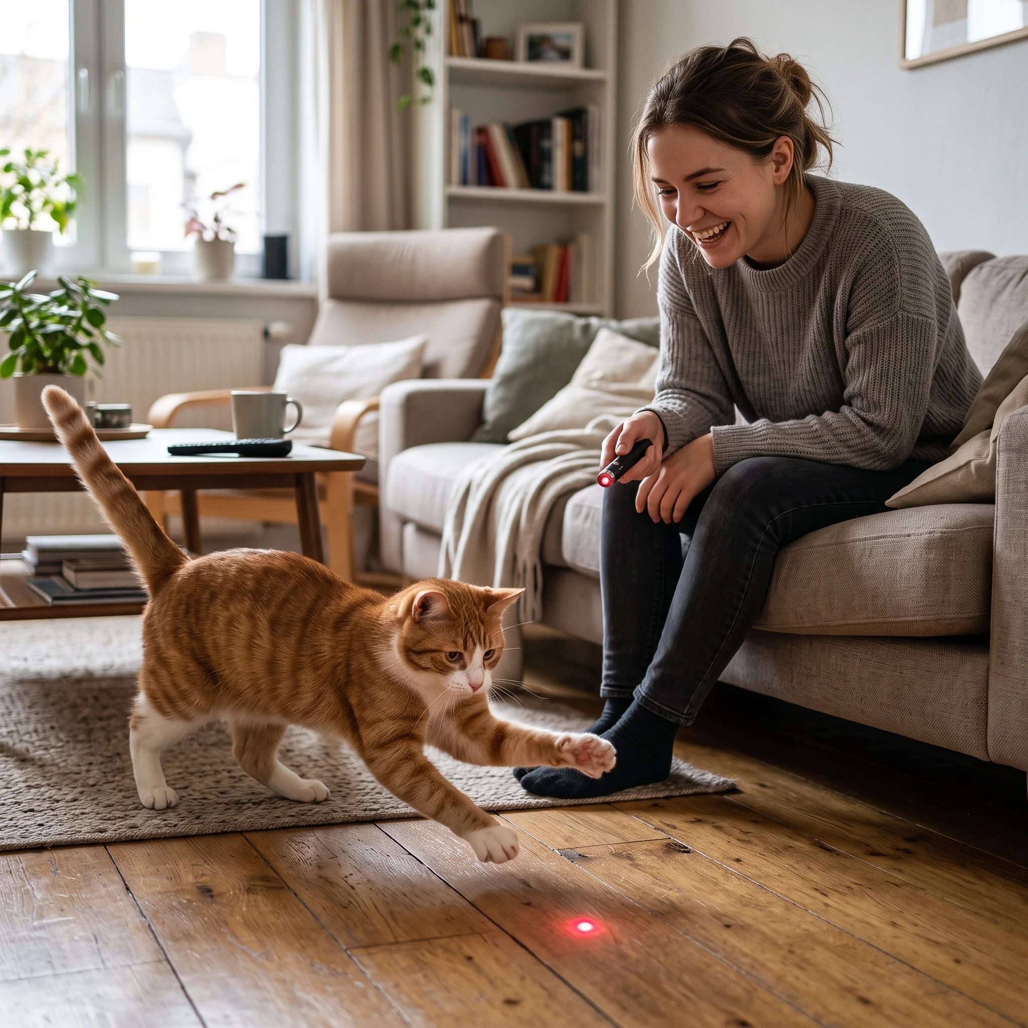 cat playing with laser pointer