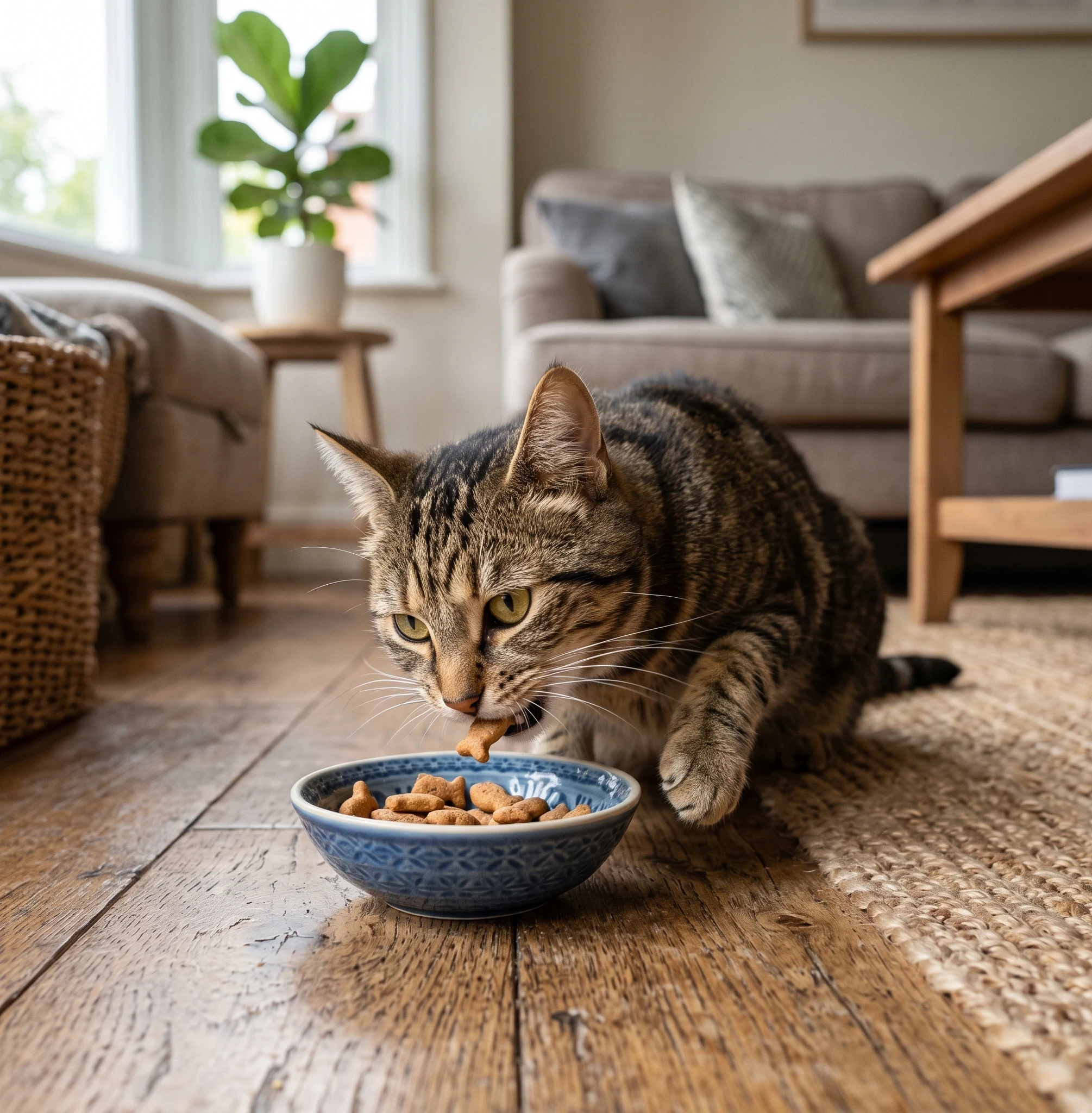 Cat eating treats 