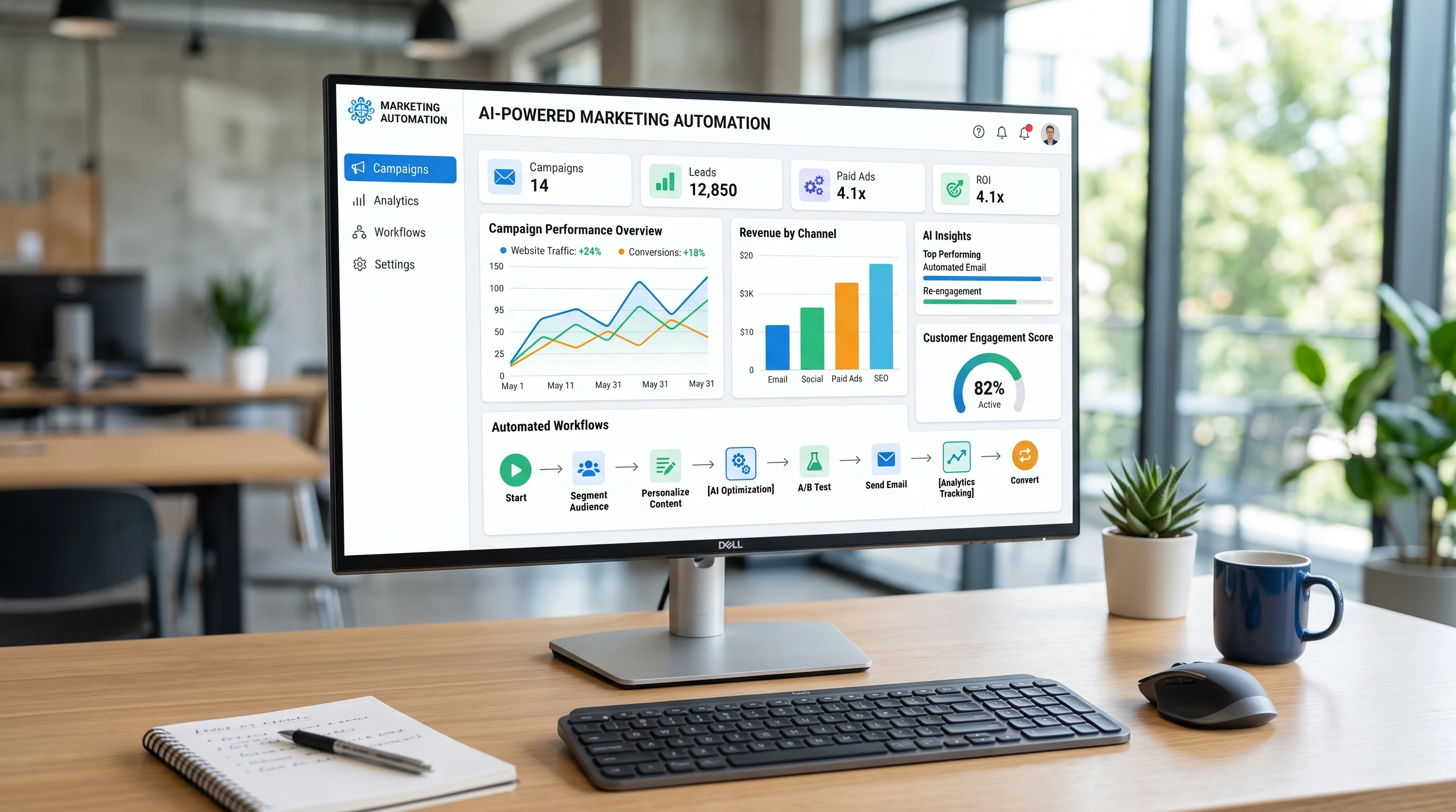 AI automation marketing dashboard for remote workers