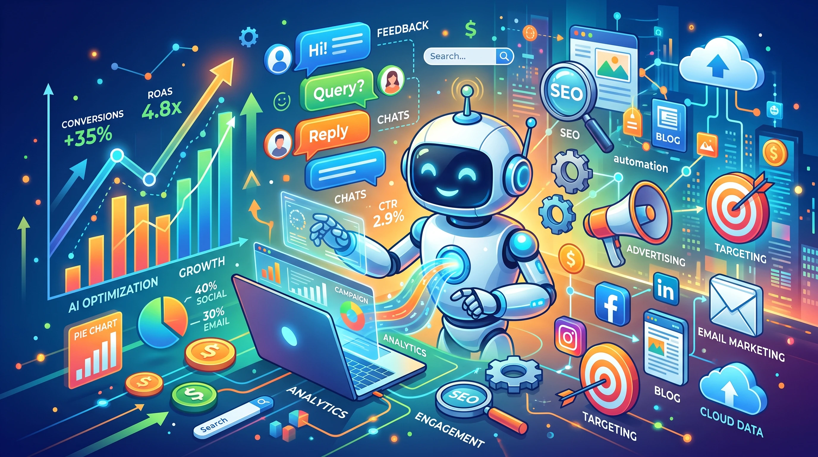 AI marketing concept illustration