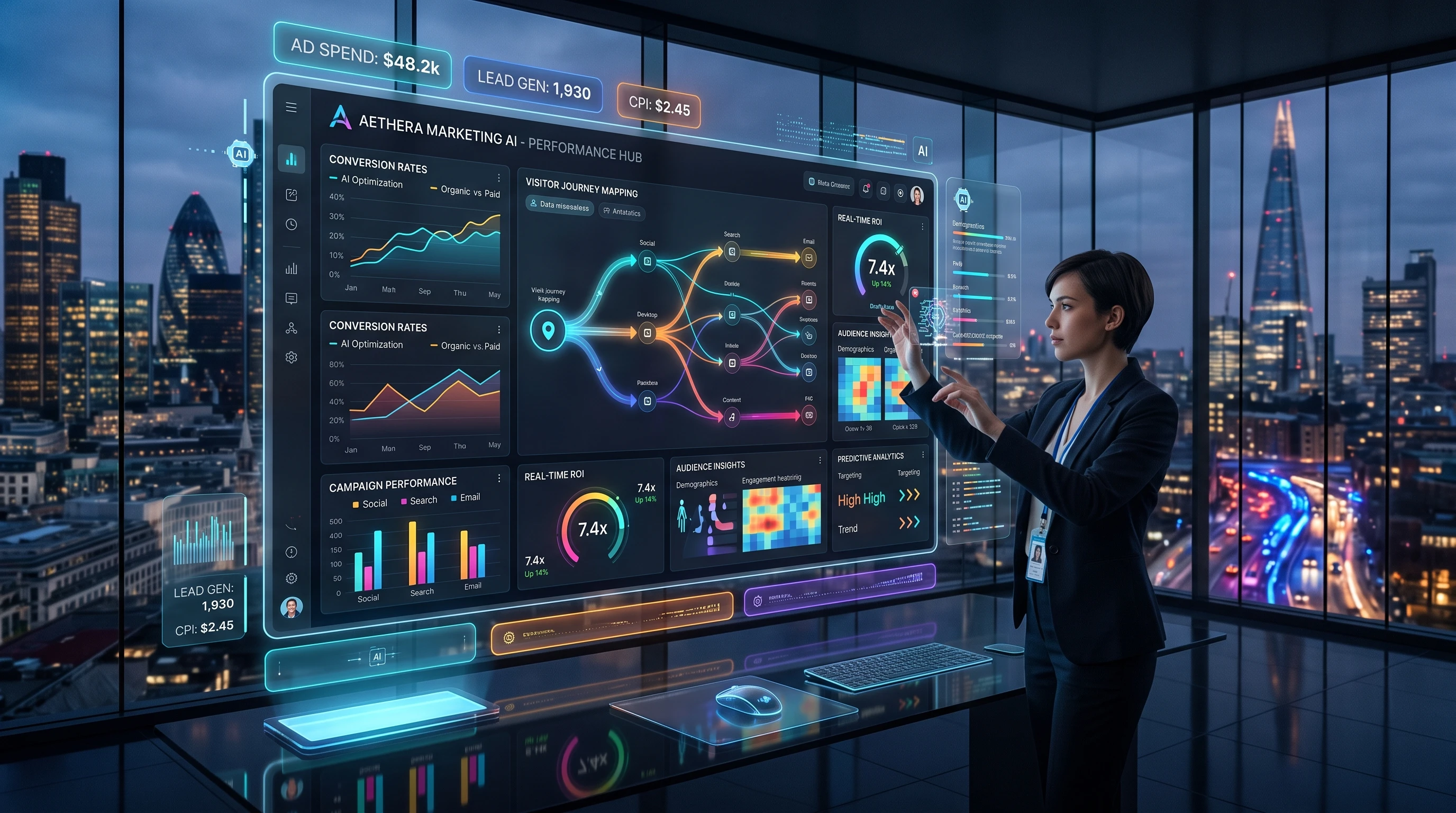 Futuristic AI Marketing Visualization