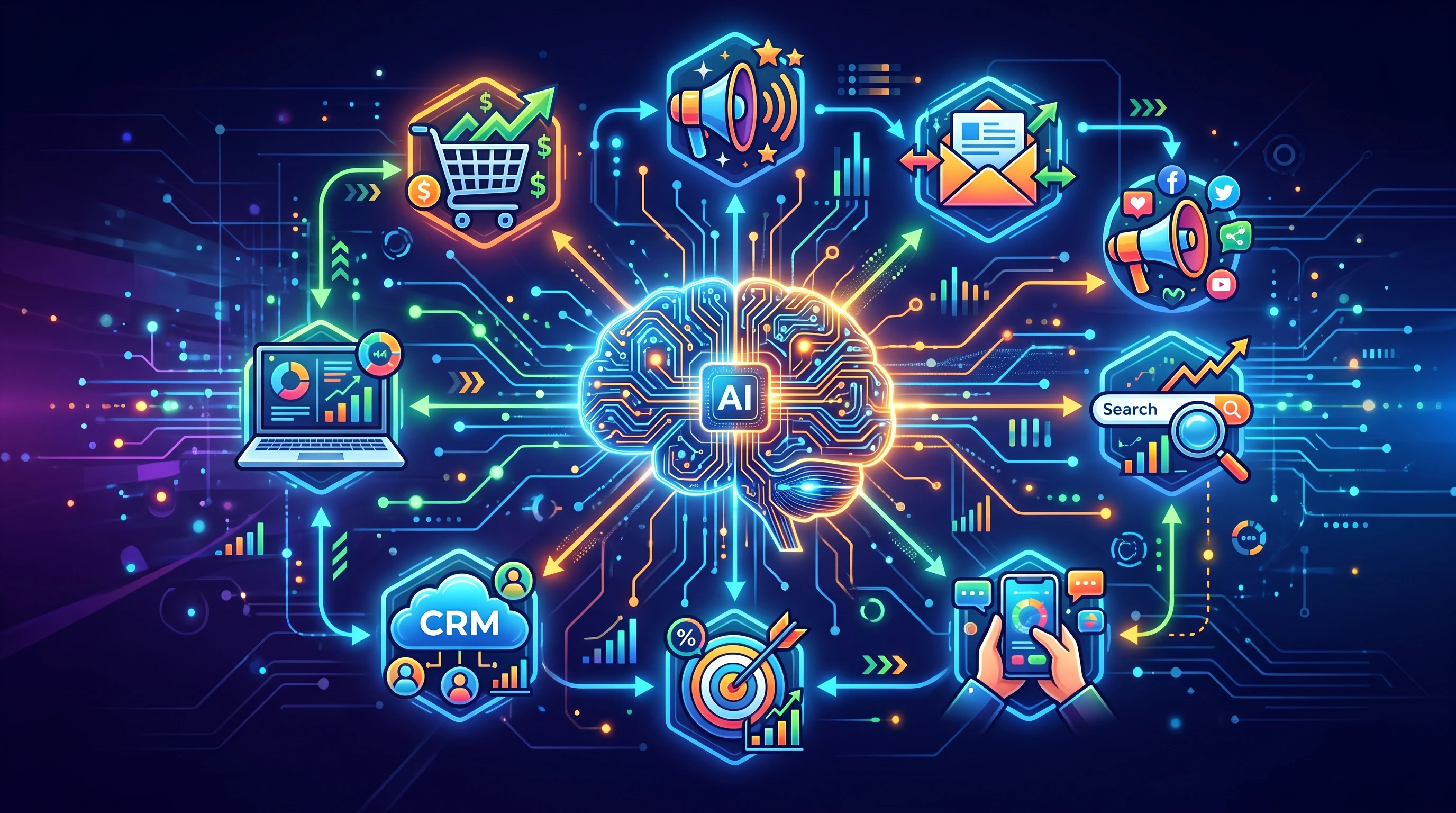 AI marketing automation concept graphic