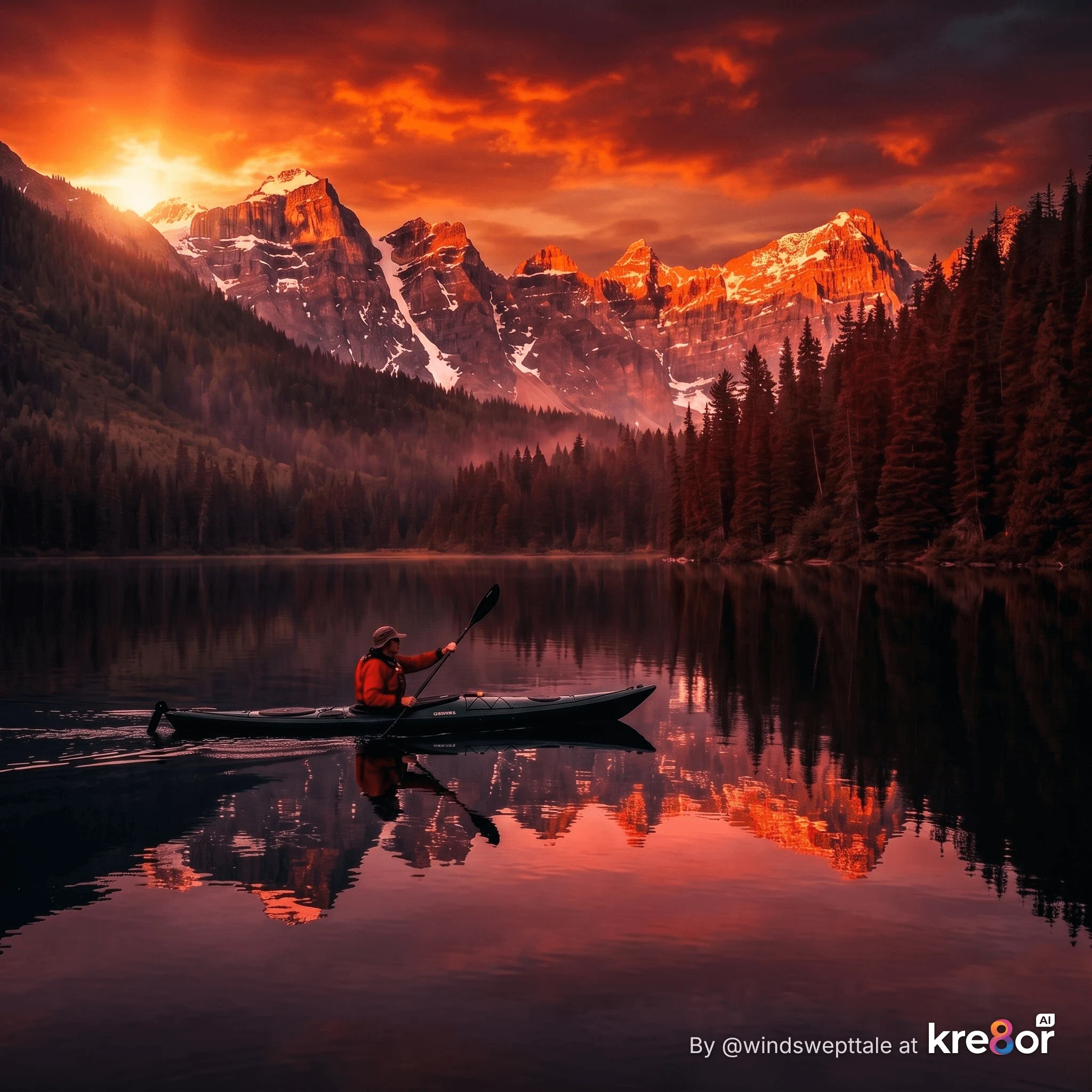 Kayaker On Like Crimson