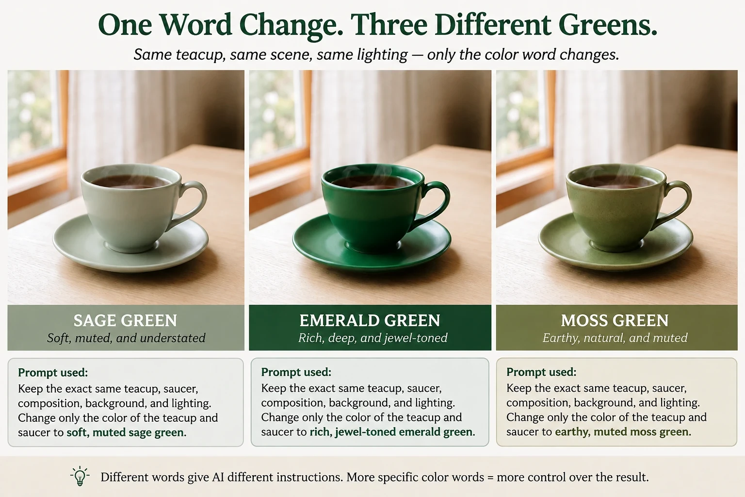 Teacup-One Word 3 different greens