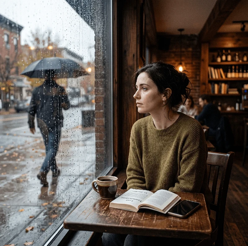 Woman in Cafe - Raining