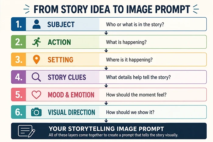 Story idea to visual prompt