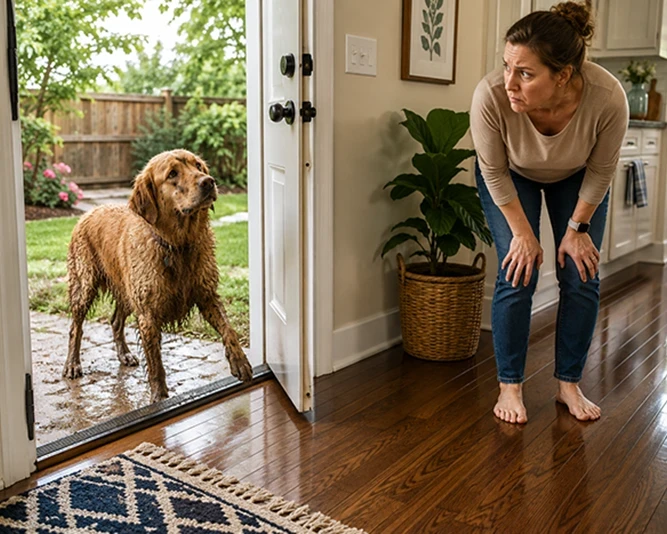 Muddy dog image