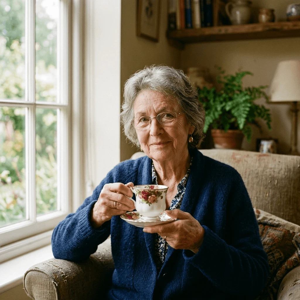 Woman with Tea selected focus 1
