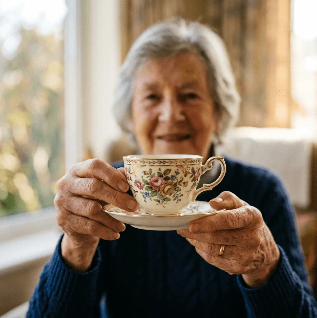 Woman with Tea Selected Focus 2