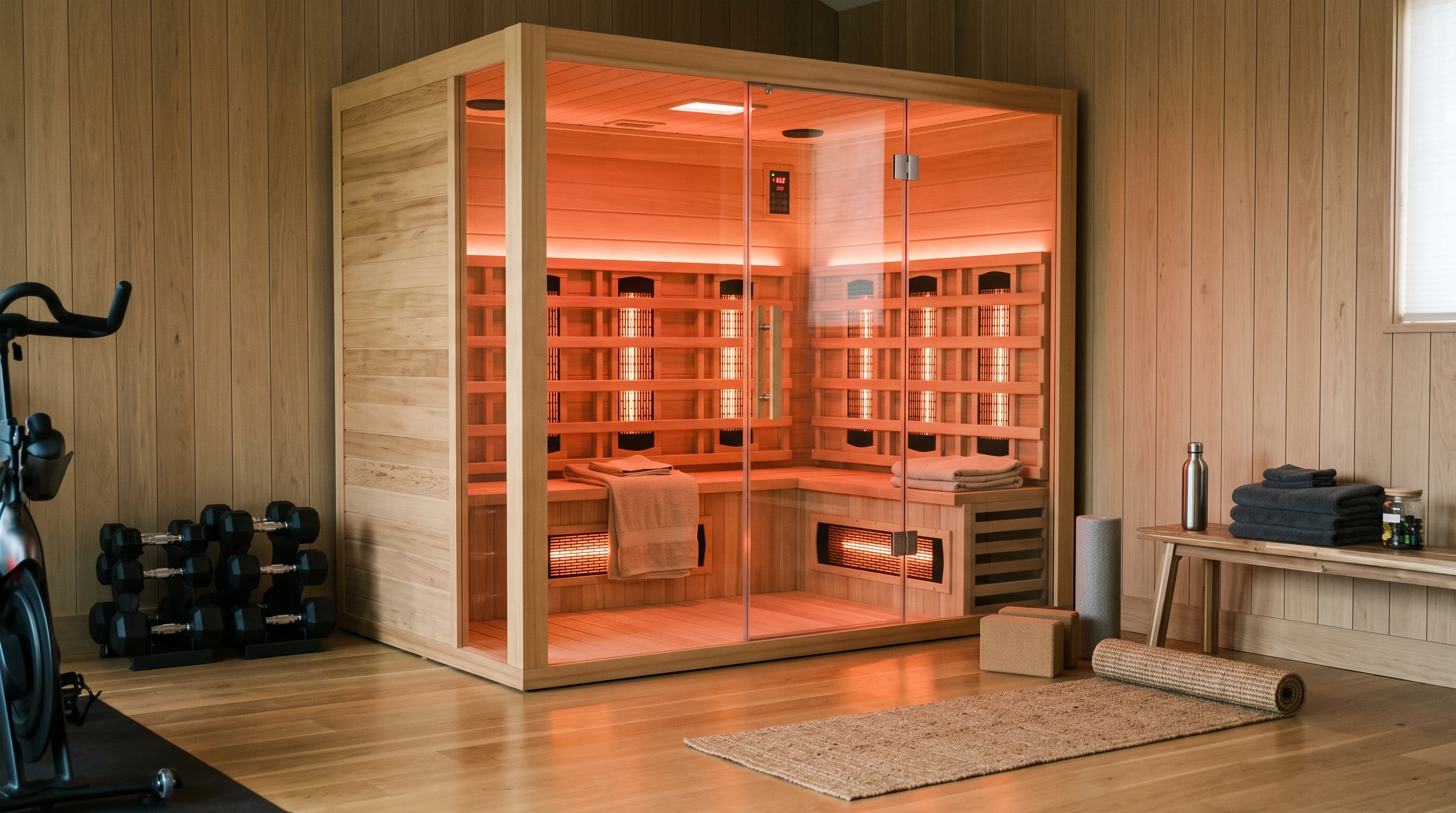 Red light sauna in a modern home setting
