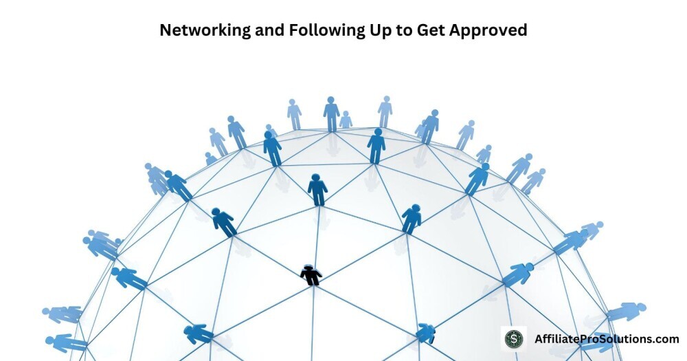 Illustration of a global network of interconnected people representing the importance of networking and following up for affiliate program approval.