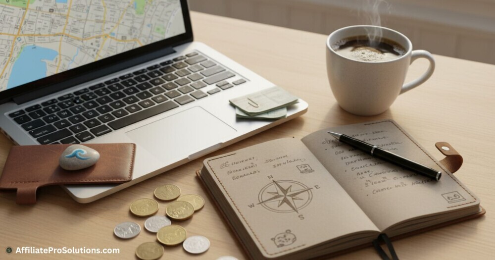 Putting Some Money Aside For Your Plans Planning your travel savings with a simple notebook and budget setup for quitting your job and traveling full time