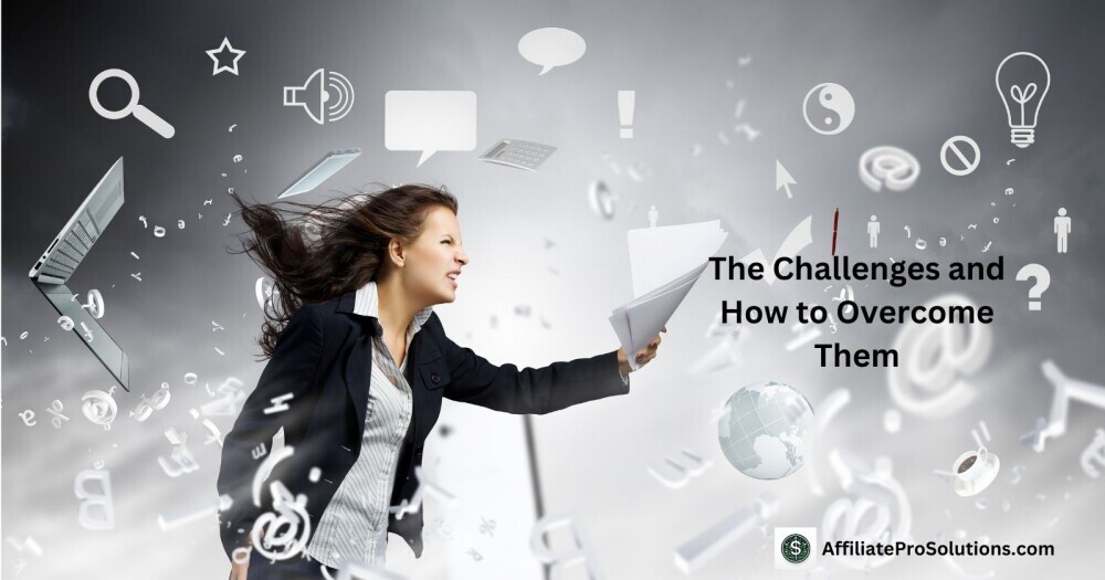 The Challenges and How to Overcome Them - How Profitable Is Affiliate Marketing Businesswoman holding papers in a fast-paced digital environment, representing the challenges of affiliate marketing and how to overcome them.